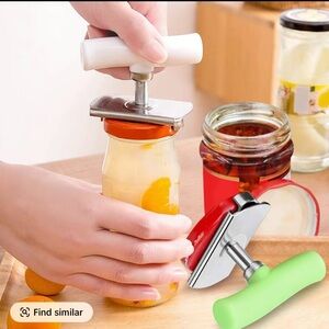 Stainless Steel Jar Opener with White and Green Handles